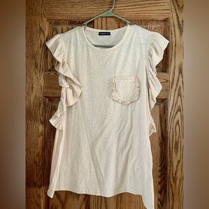 Neutral Ruffled Shouldered Shirt